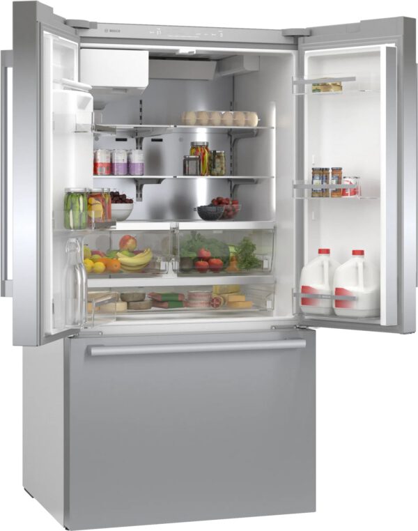 Bosch - 35.625 Inch 26 cu. ft French Door Refrigerator in Stainless - B36FD50SNS - Image 3