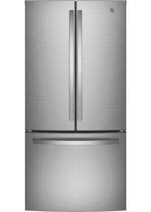 GE - 32.75 Inch 18.6 cu. ft French Door Refrigerator in Stainless - GWE19JYLFS