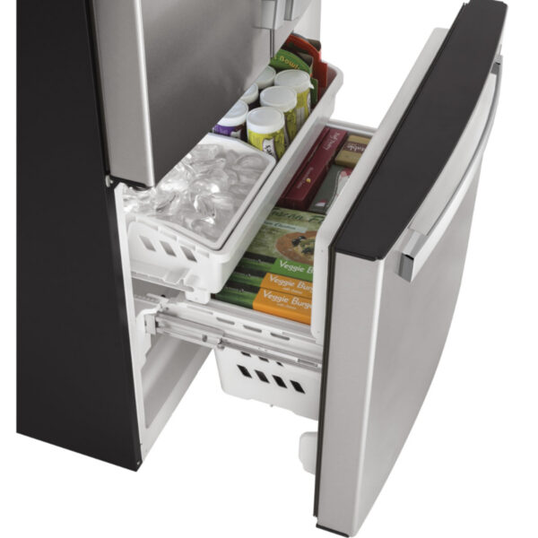 GE - 32.75 Inch 18.6 cu. ft French Door Refrigerator in Stainless - GWE19JYLFS - Image 4