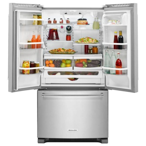 KitchenAid - 35.75 Inch 20 cu. ft French Door Refrigerator in Stainless - KRFC300ESS - Image 2