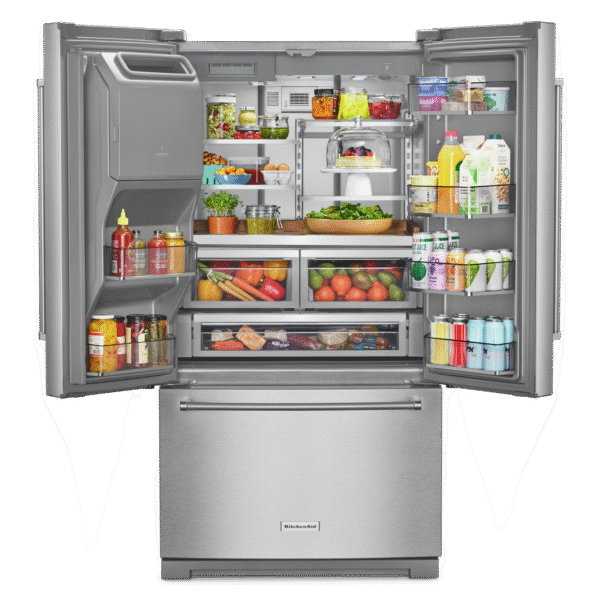 KitchenAid - 35.94 Inch 27 cu. ft French Door Refrigerator in Stainless - KRFF577KPS - Image 2