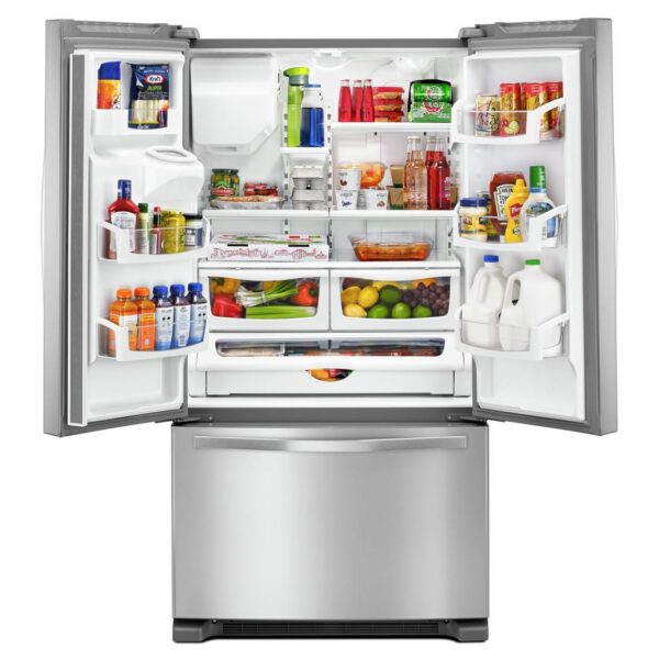 Whirlpool - 35.63 Inch 24.7 cu. ft French Door Refrigerator in  Stainless - WRF555SDFZ - Image 3