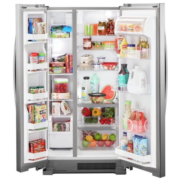 Whirlpool - 32.8 Inch 21.6 cu. ft Side by Side Refrigerator in Stainless - WRS312SNHM - Image 2